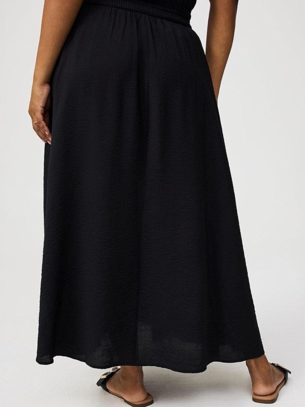 TORRID TEA LENGTH HAMMERED RAYON SHIRRED Black SKIRT Maxi Size 12 Boho Goth NWT - Picture 2 of 10